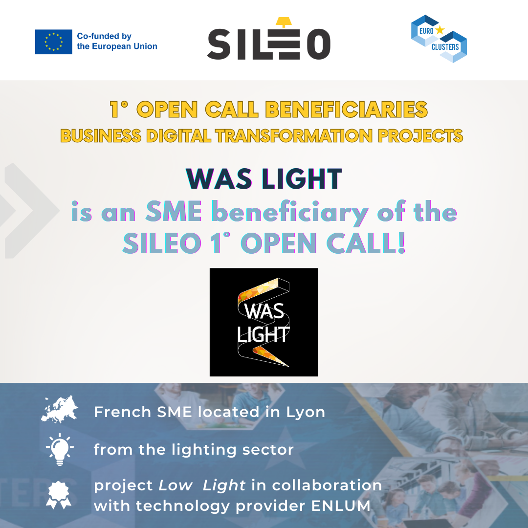 WAS LIGHT,  bénéficiaire du 1er appel ouvert aux projets de transformation numérique des entreprises de SILEO!