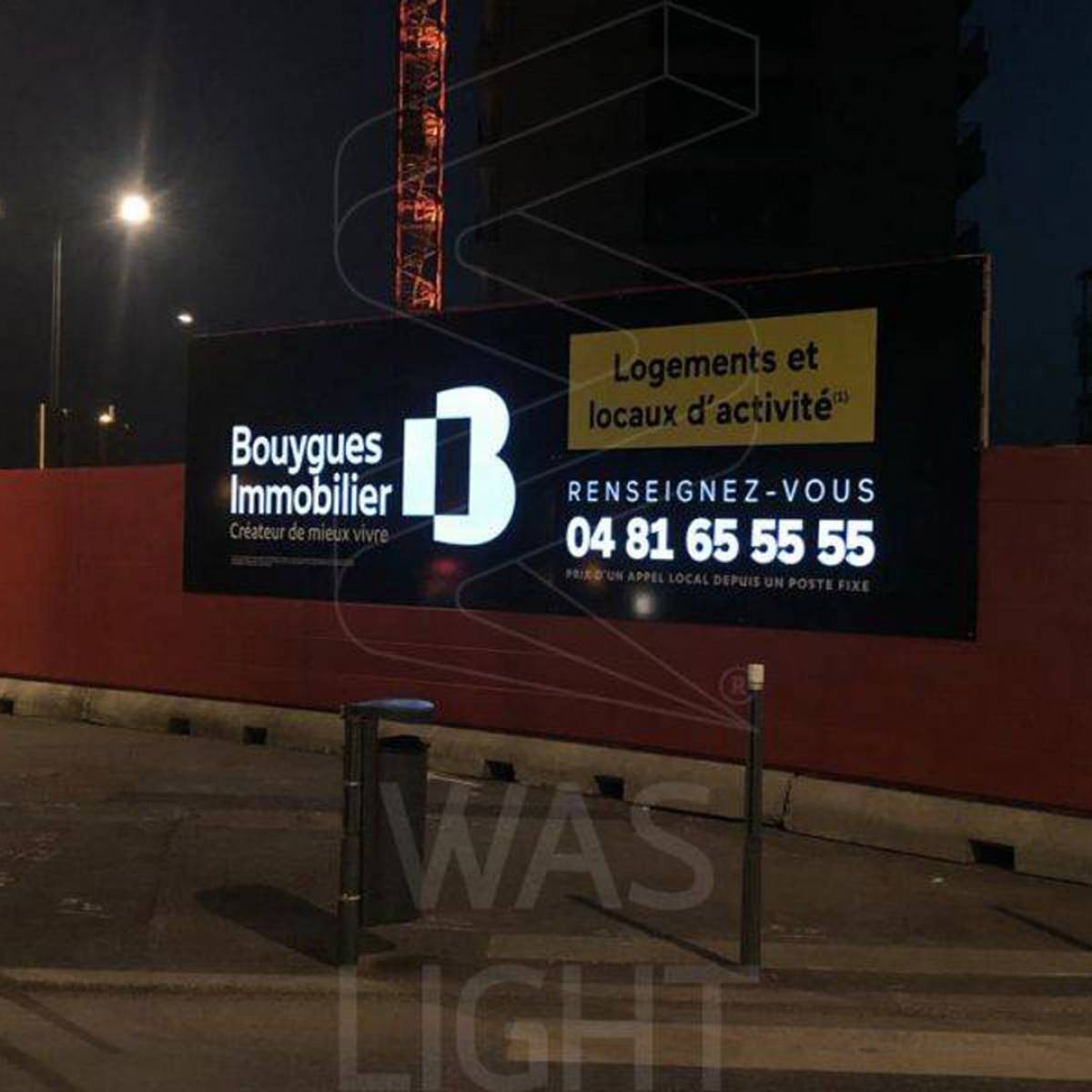 Palissade de chantier électroluminescente Bouygues Immobilier Lyon